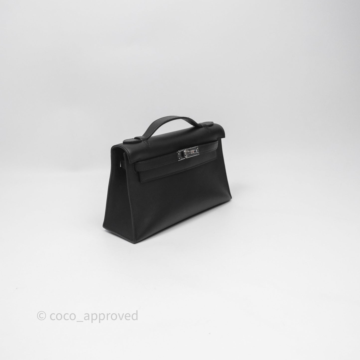 Hermès Kelly Pochette Clutch Black Swift Palladium Hardware