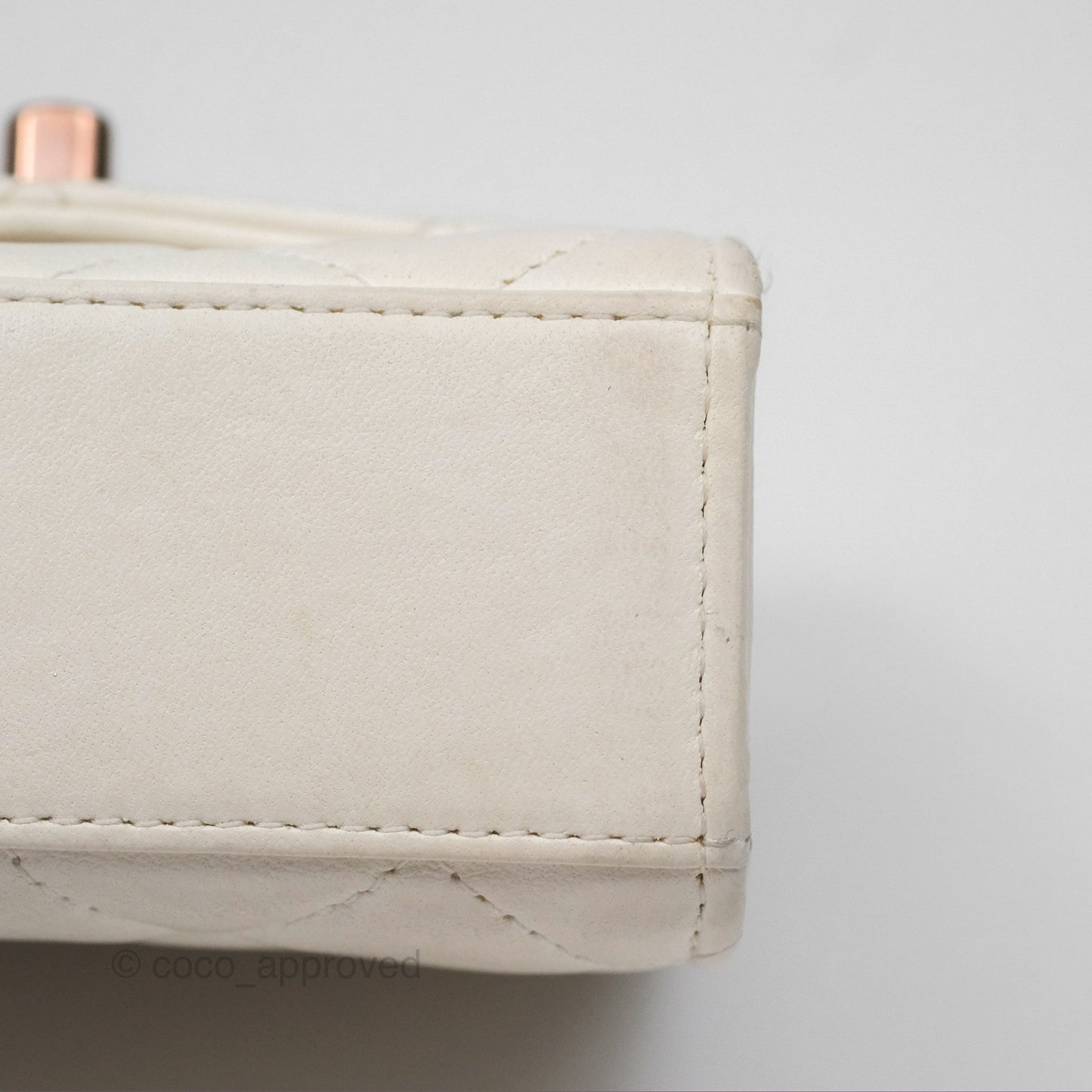 Chanel Mini Quilted Trendy CC Clutch With Chain White Lambskin Rose Gold Hardware