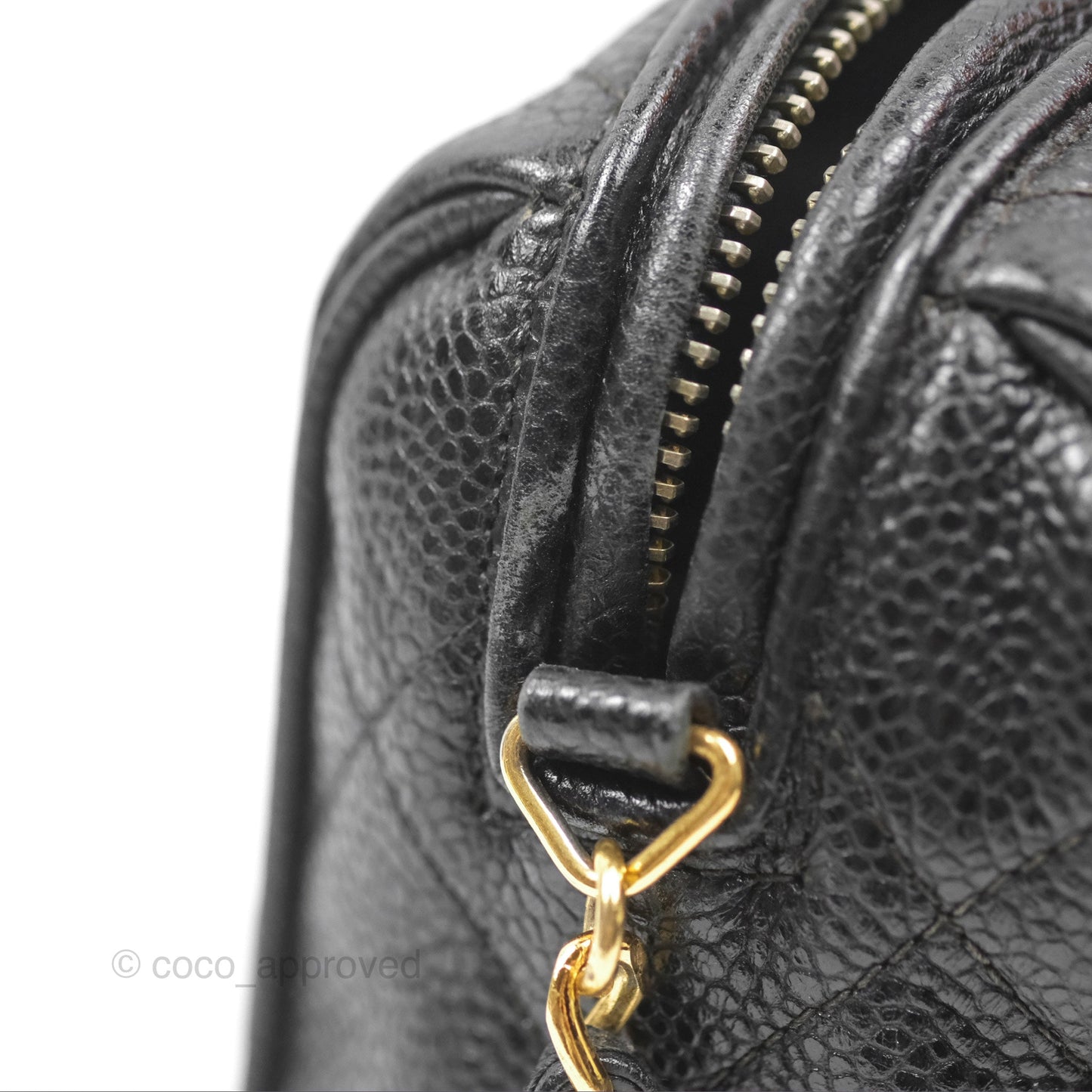 Chanel Vintage Camera Bag Black Caviar Gold Hardware