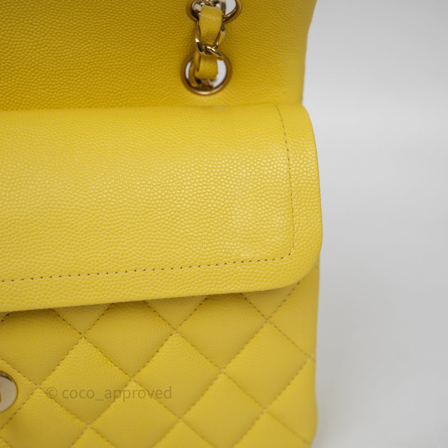 Chanel Small Classic Flap Quilted Yellow Caviar Gold Hardware