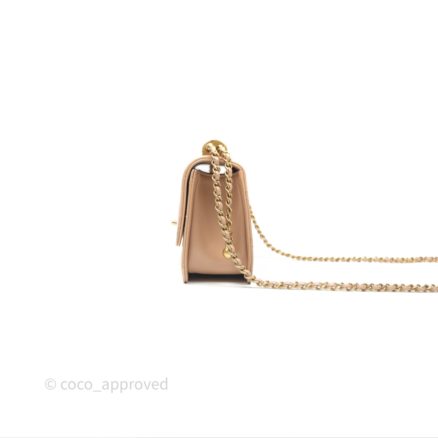 Chanel Quilted Mini Perfect Fit Adjustable Beige Calfskin Gold Hardware