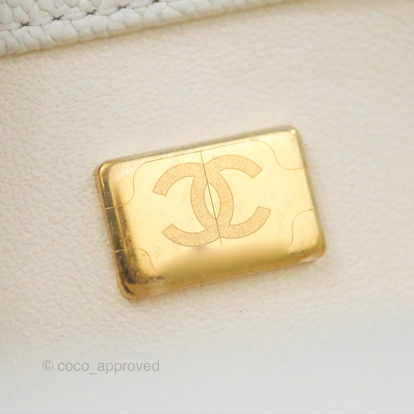 Chanel Large Flap Bag Heart Adjustable Chain White Caviar Aged Gold Hardware