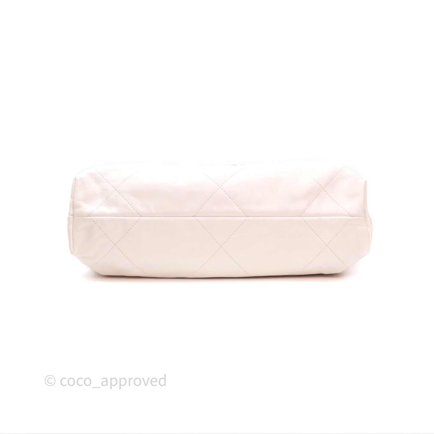 Chanel 22 Small White Shiny Calfskin Aged Gold Hardware