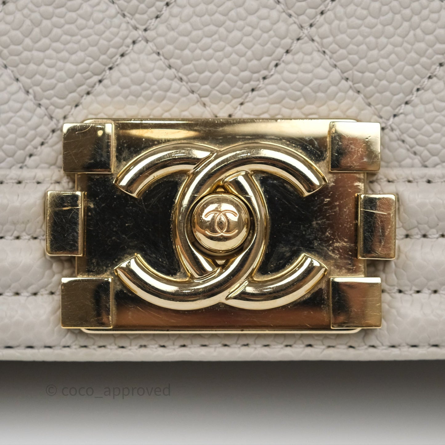 Chanel Medium Boy Quilted Grey Caviar Gold Hardware