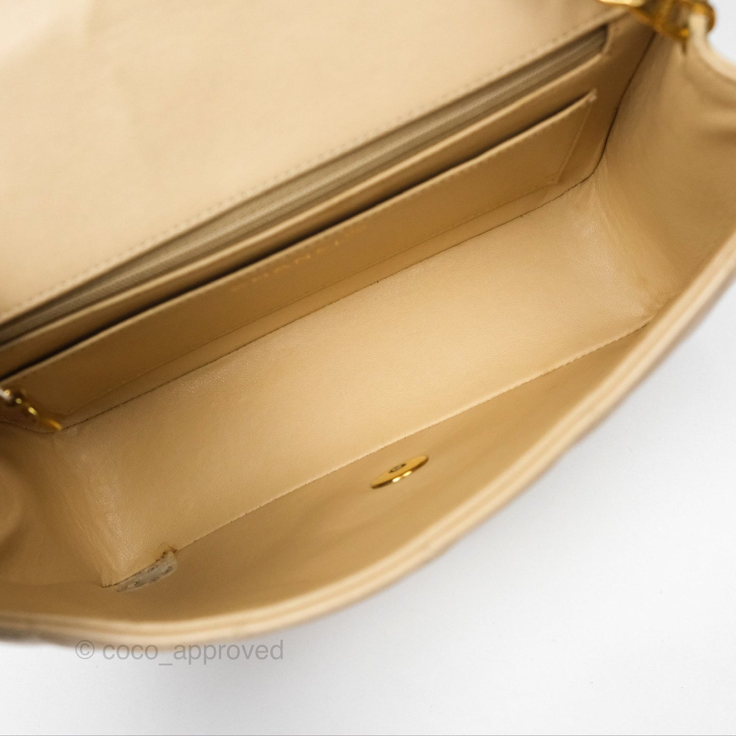 Chanel Vintage Small Quilted Classic Diana Flap Bag Beige Lambskin 24K Gold Hardware