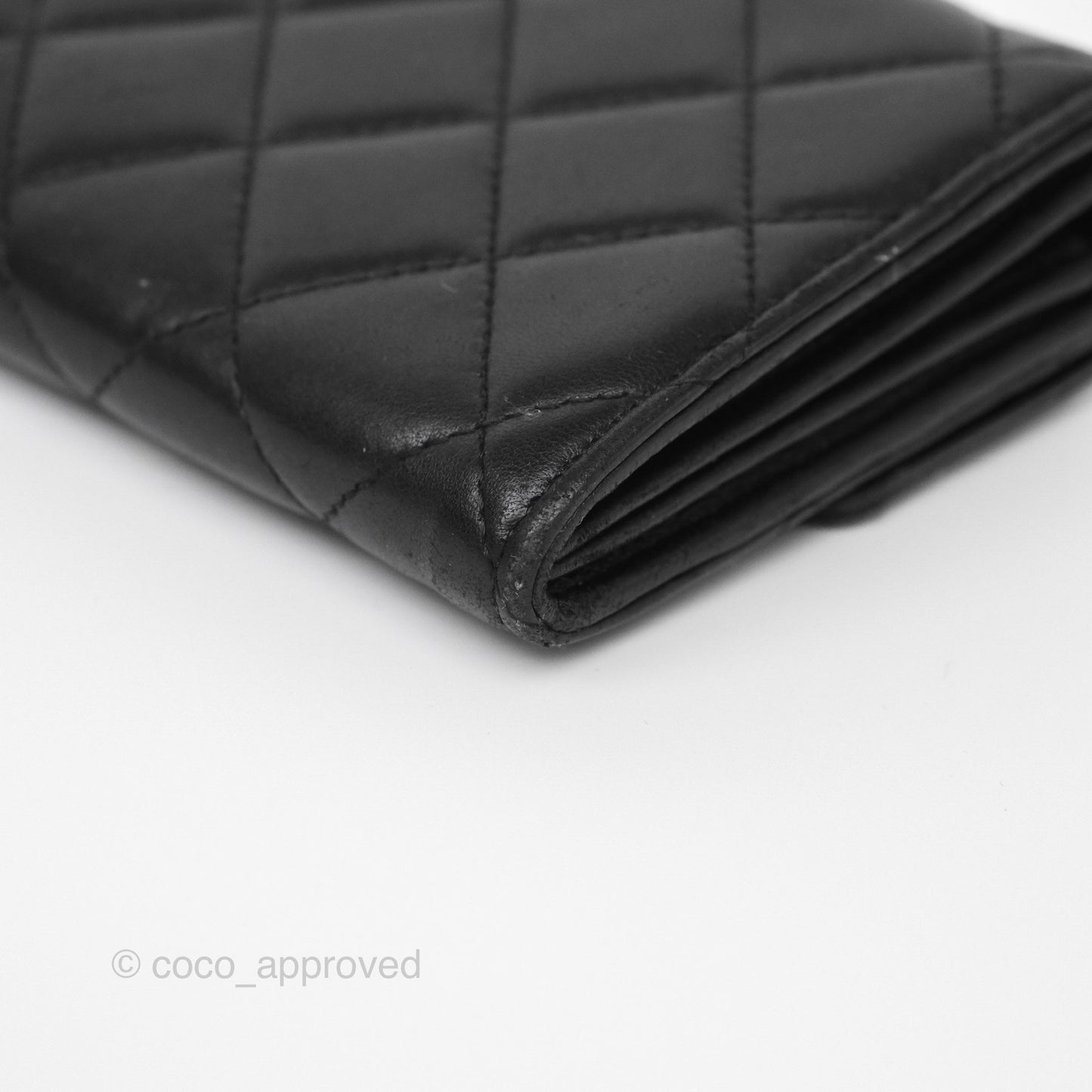 Chanel Classic Quilted Long Wallet Black Lambskin Silver Hardware
