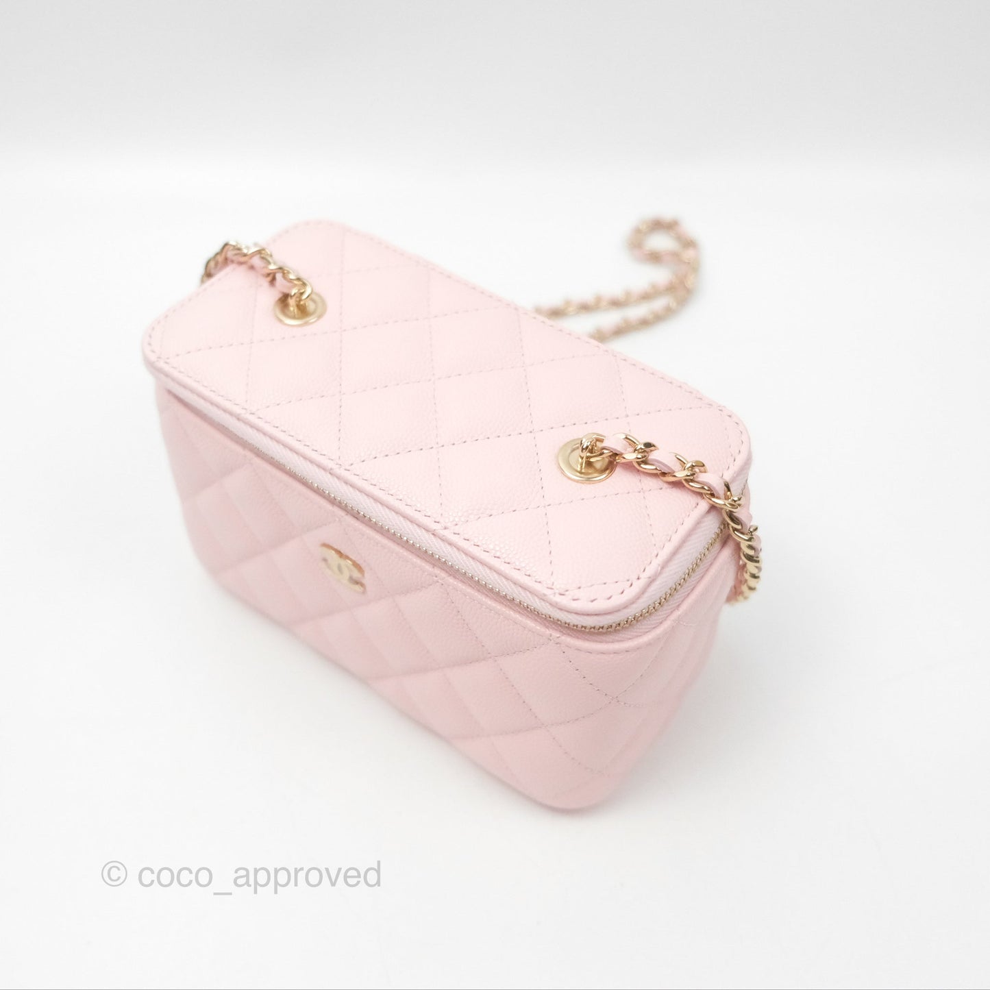 Chanel Classic Vanity With Chain Pink Caviar Gold Hardware