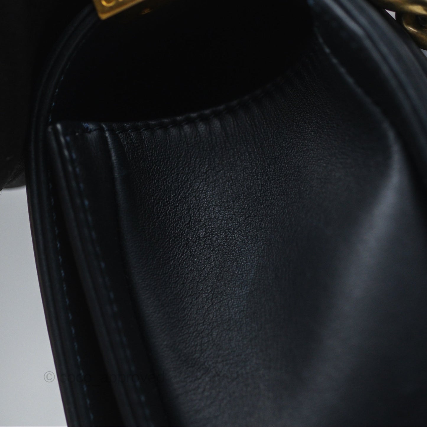 Chanel Medium Boy Chevron Navy Caviar/ Calfskin/ Suede Aged Gold Hardware