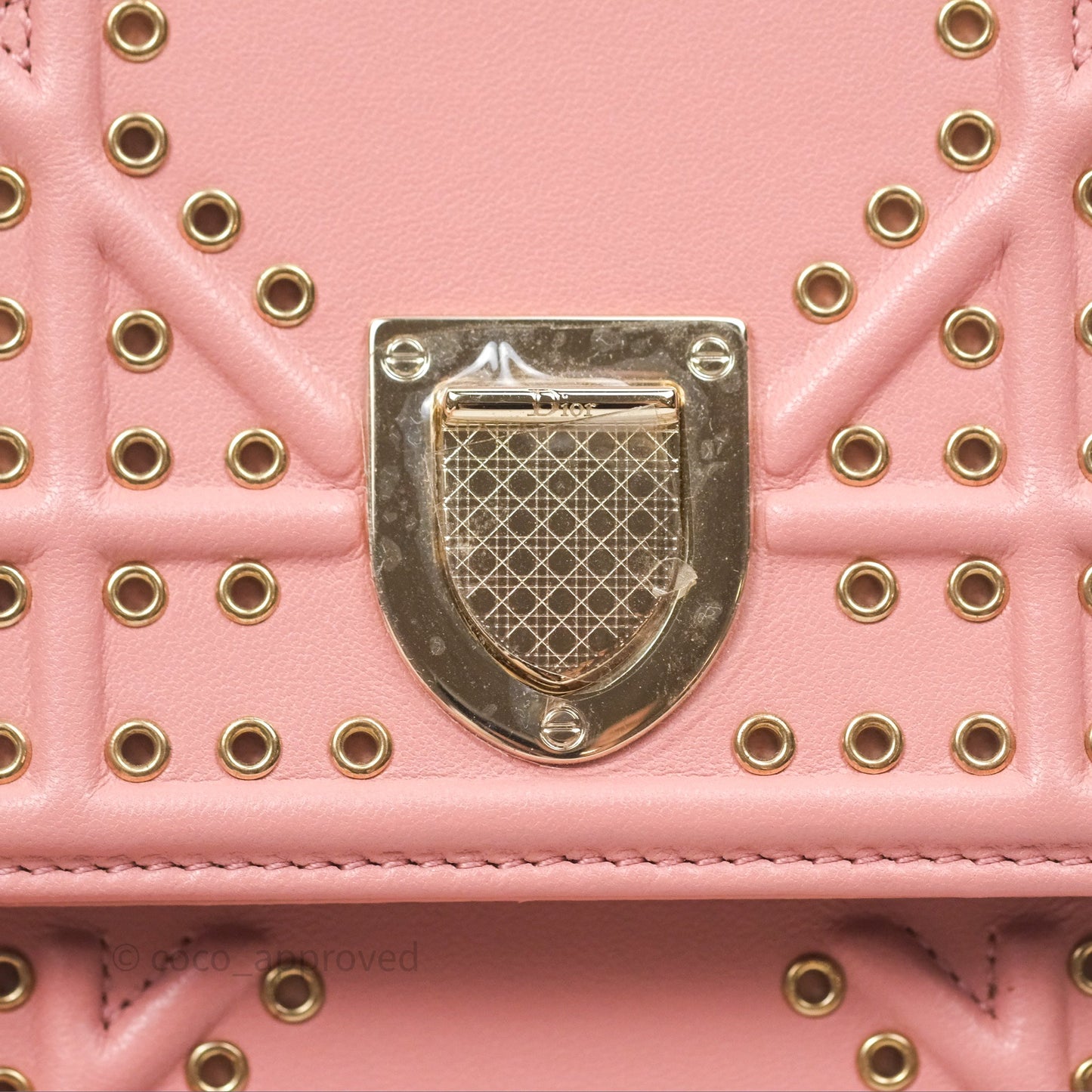Christian Dior Lambskin Studded Vertical Diorama Dust Candy