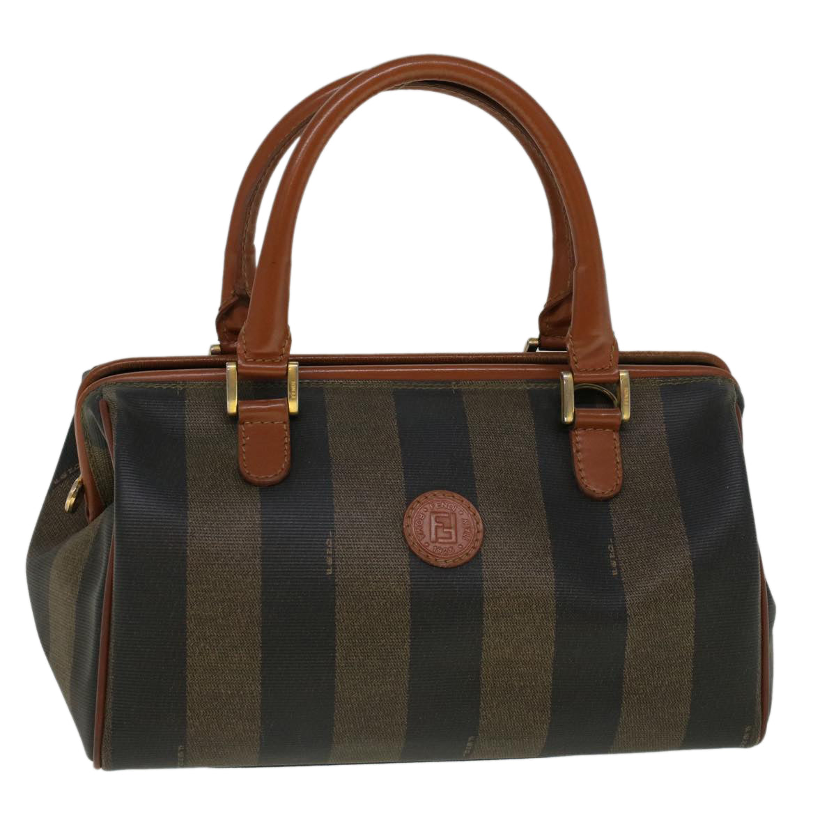 Luxury FendiPecan Canvas Boston Bag Brown Black57230