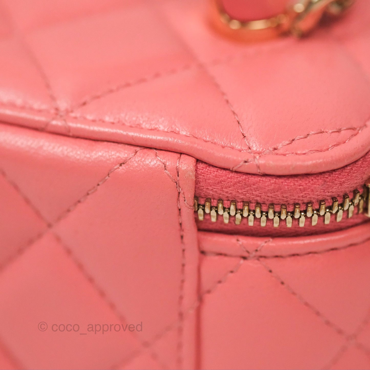 Chanel Vanity Rectangular Top Handle Pink Lambskin Gold Hardware
