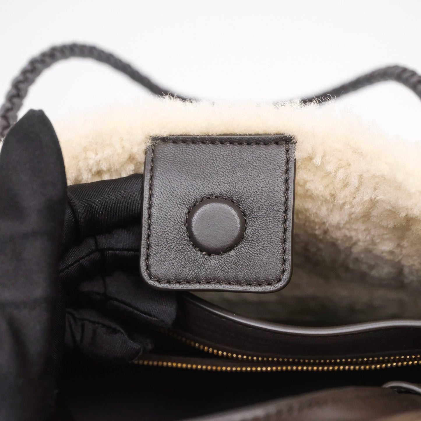 Bottega Veneta Shearling Aviator Small Andiamo Bag Brown
