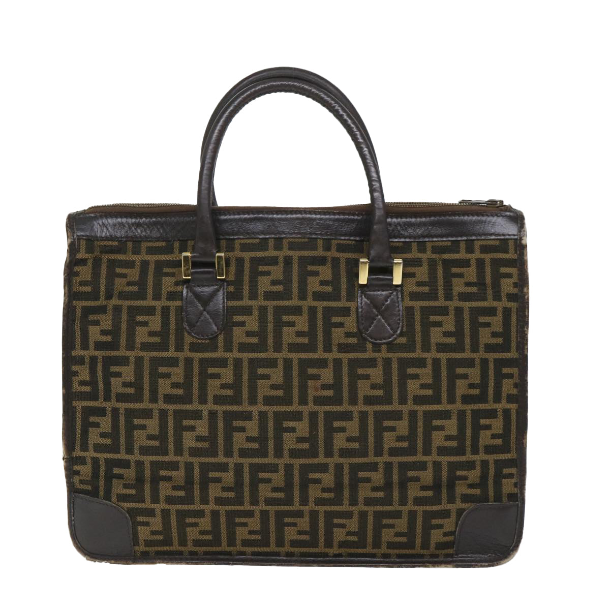 Luxury FendiZucca Canvas Mamma Baguette Hand Bag Vintage Brown57254