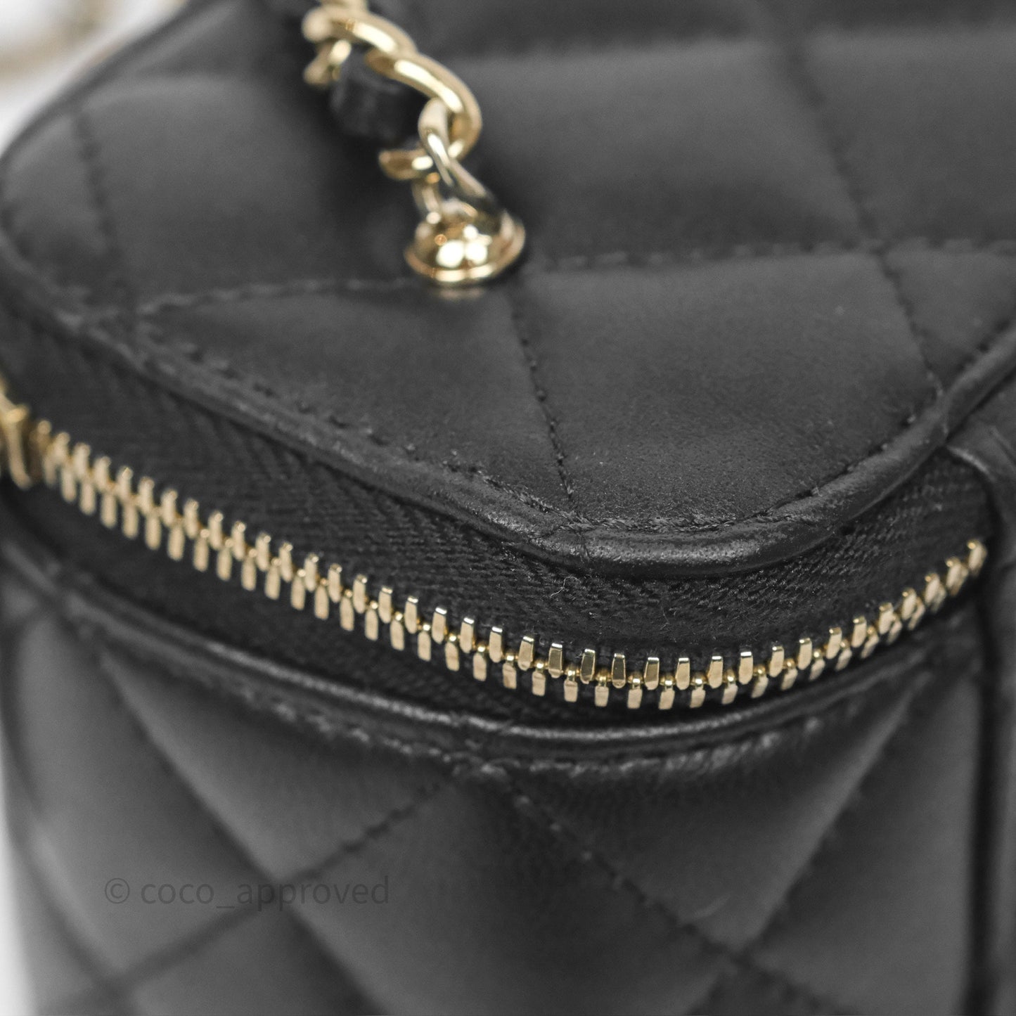 Chanel Mini Ball Crush Vanity With Chain Black Lambskin Gold Hardware