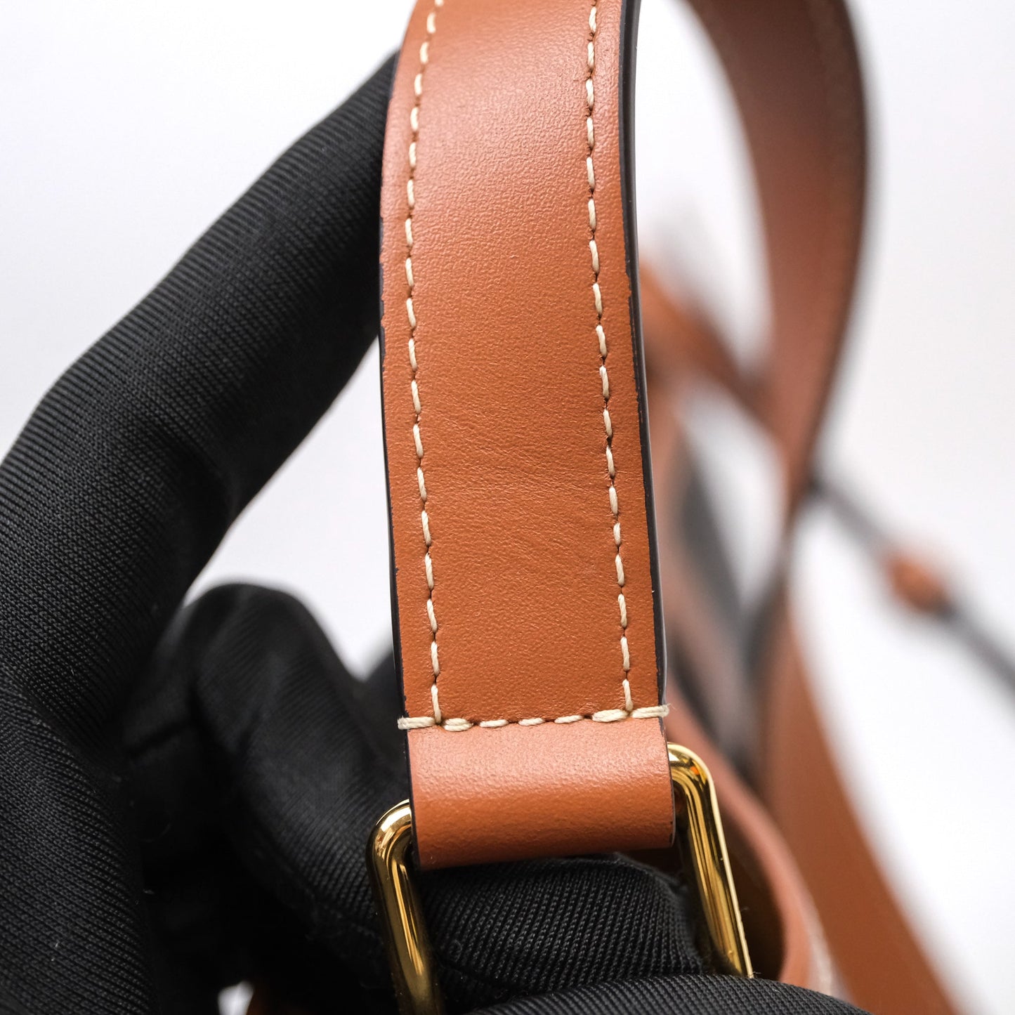 Celine Small Bucket Triomphe Canvas Tan Calfskin