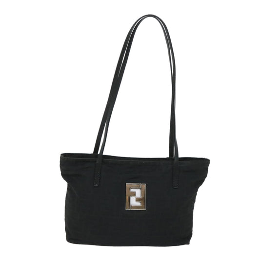 Luxury FendiZucca Canvas Shoulder Bag Black57278