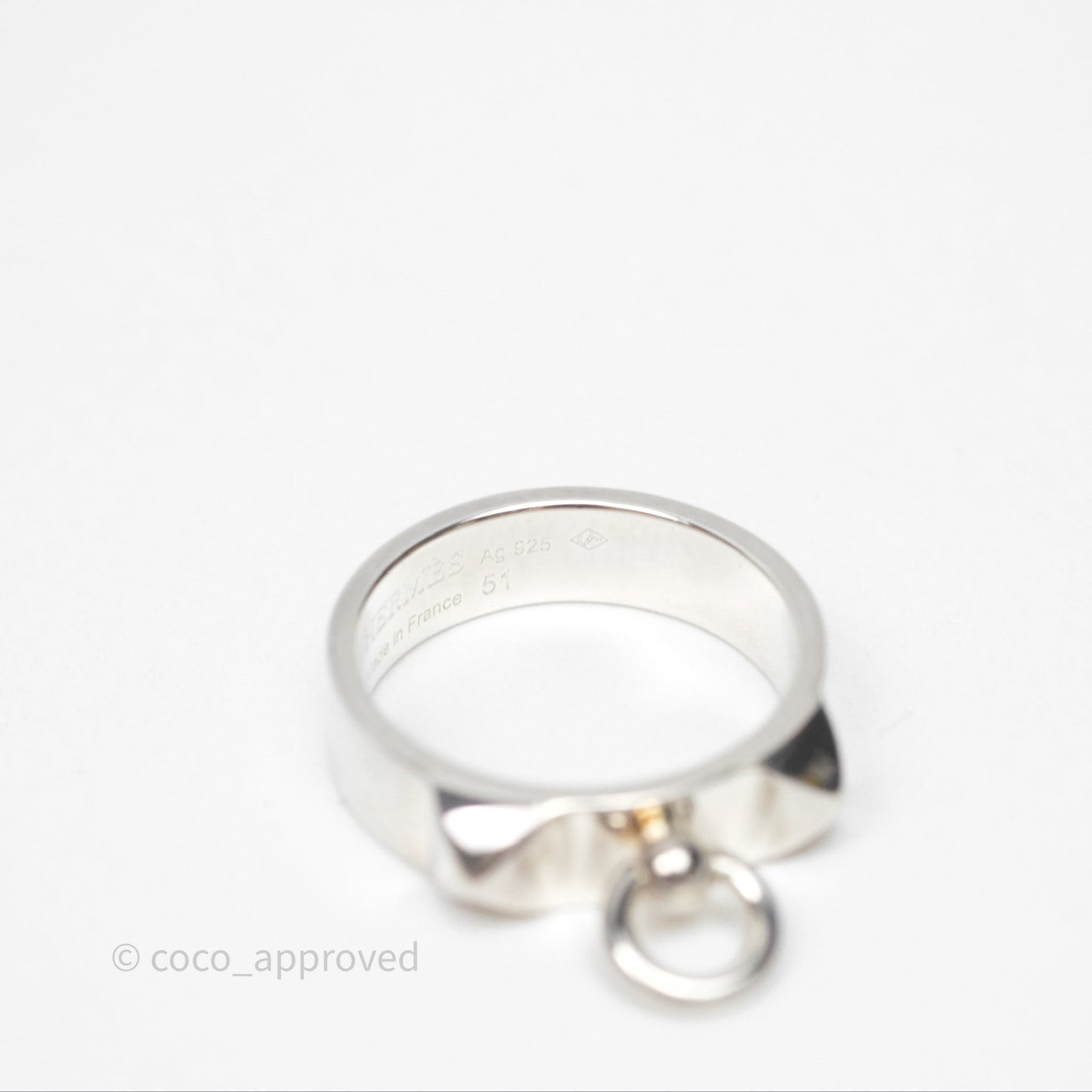 Hermes Collier de Chien Ring PM Sterling Silver Size 51