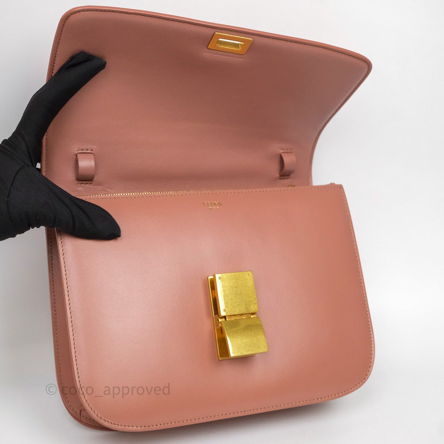 Celine Rose Box Medium Calfskin Bag Gold Hardware