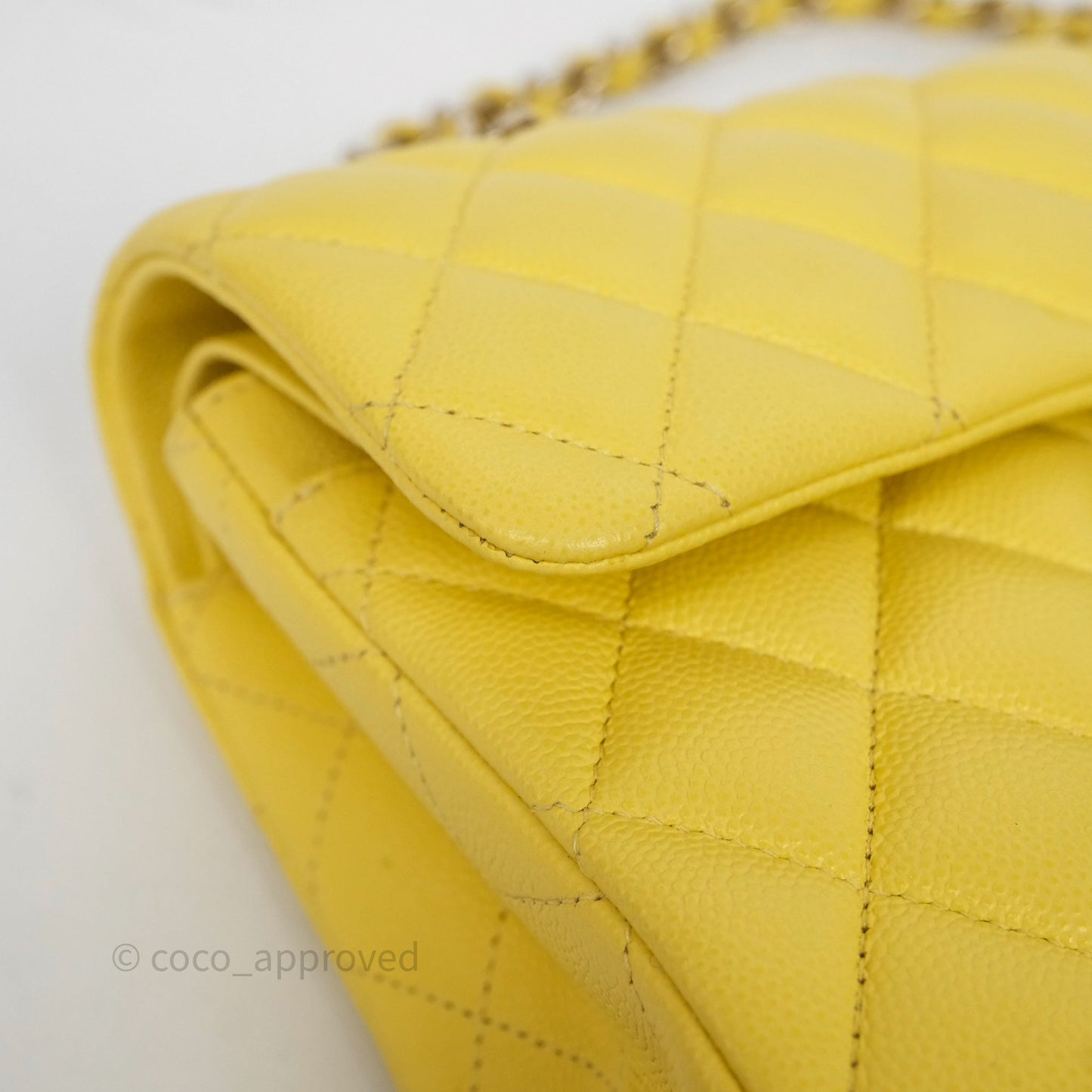 Chanel Small Classic Flap Quilted Yellow Caviar Gold Hardware