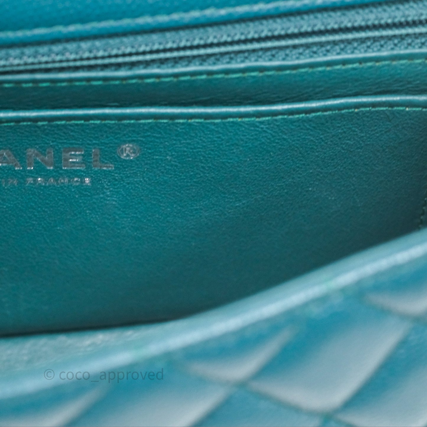 Chanel Quilted Mini Rectangular Green Caviar Silver Hardware