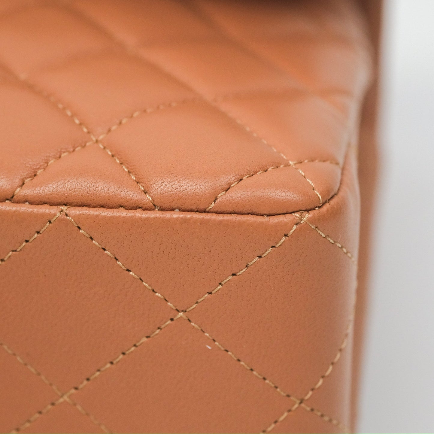Chanel Small Quilted Classic Flap Dark Caramel Beige Lambskin Gold Hardware