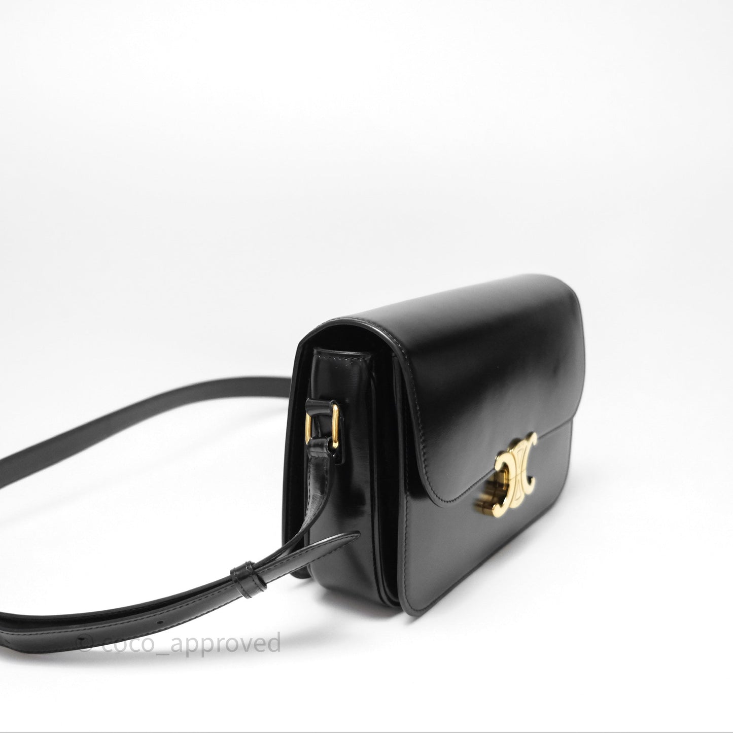 Celine Medium Triomphe Black Shiny Calfskin