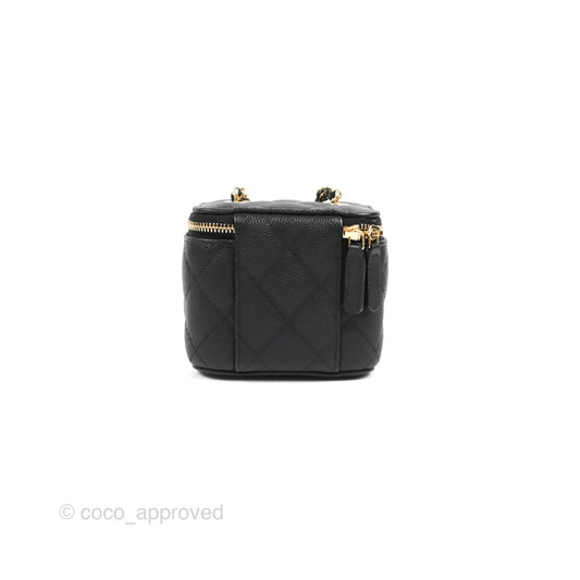 Chanel Mini Vanity With Chain Black Caviar Gold Hardware
