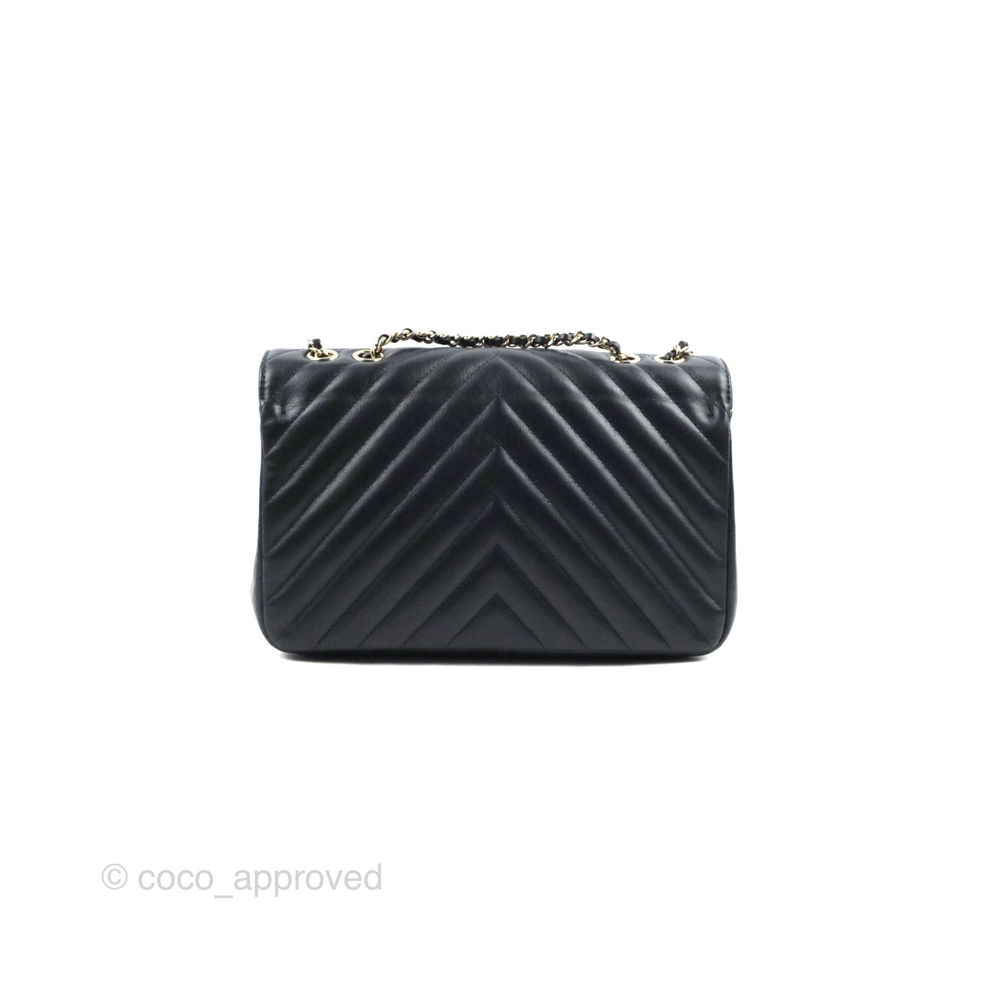 Chanel Medium Statement Chevron Flap Bag Navy Calfskin Gold Hardware