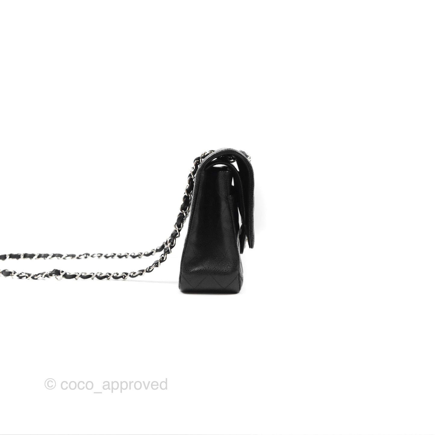 Chanel Classic M/L Medium Flap Quilted Black Caviar Silver Hardware