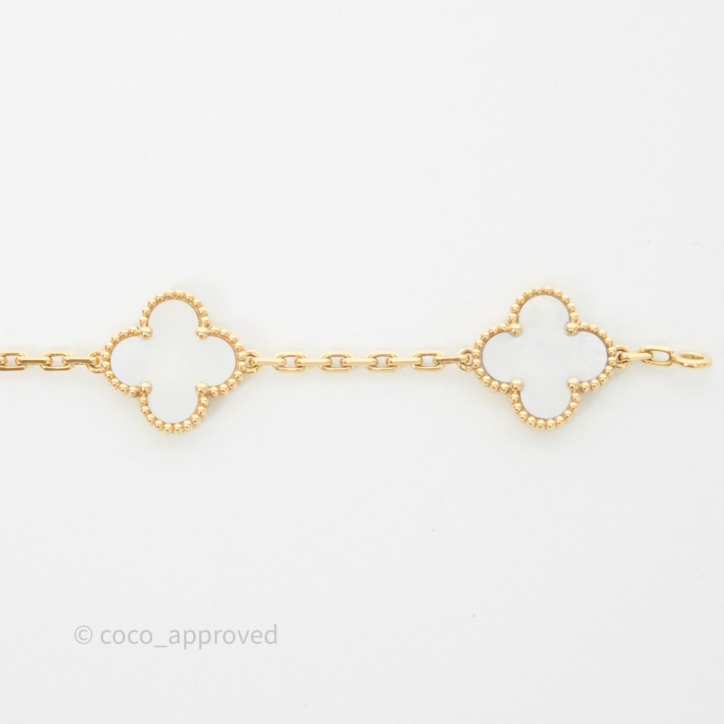 Van Cleef & Arpels Vintage Alhambra 5 Motifs Bracelet White Mother-of-pearl Yellow Gold
