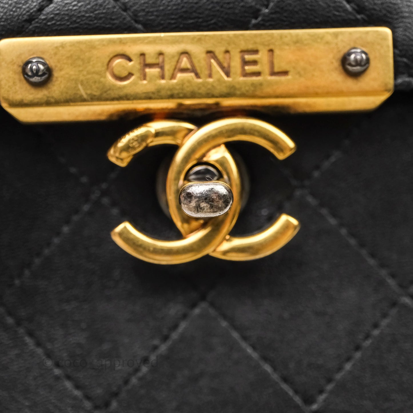 Chanel Quilted Flap Bag Black Calfskin Aged Gold Hardware
