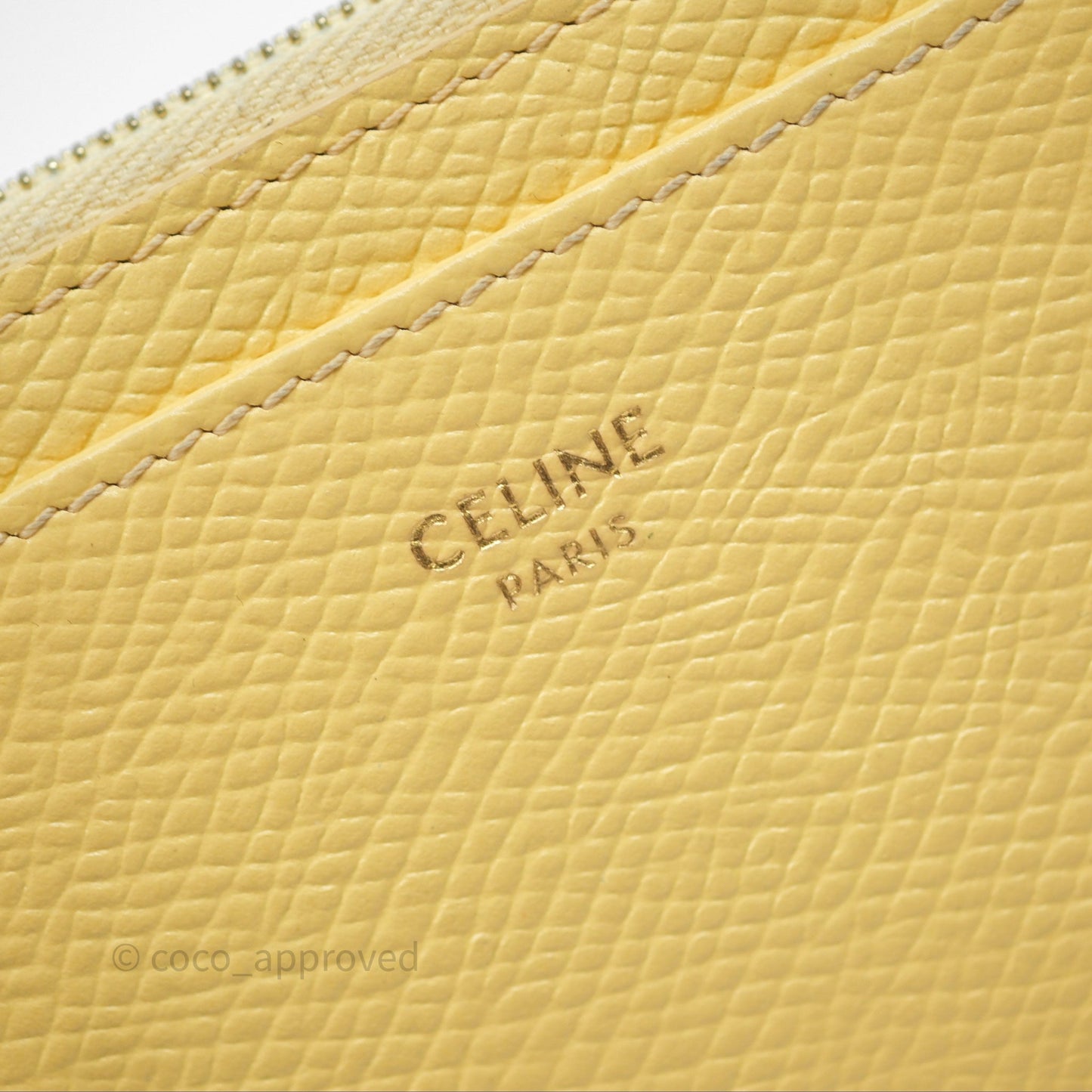 Celine Zipped Card Holder in Grained Calfskin Yellow