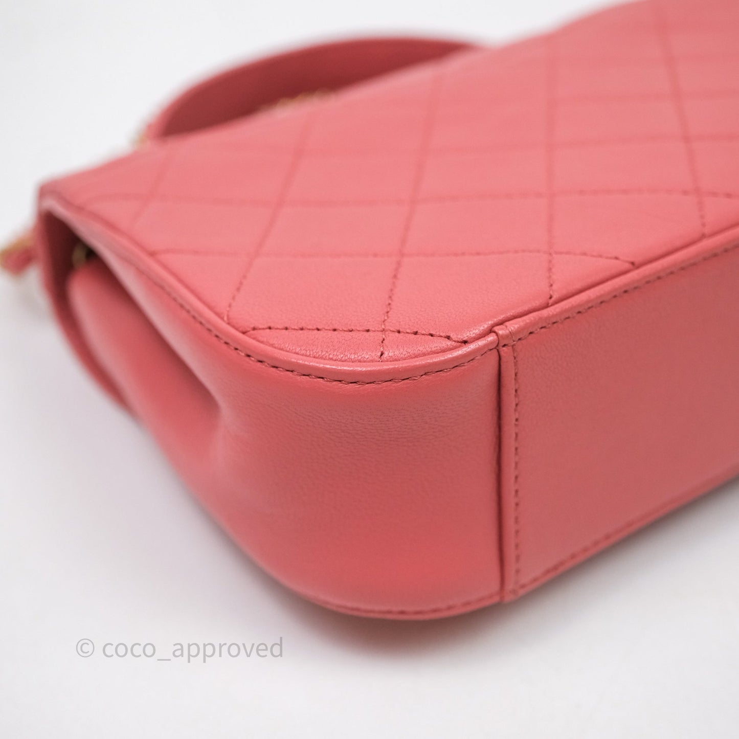 Chanel Quilted Chain Infinity Handle Bag Pink Lambskin Aged Gold Hardware
