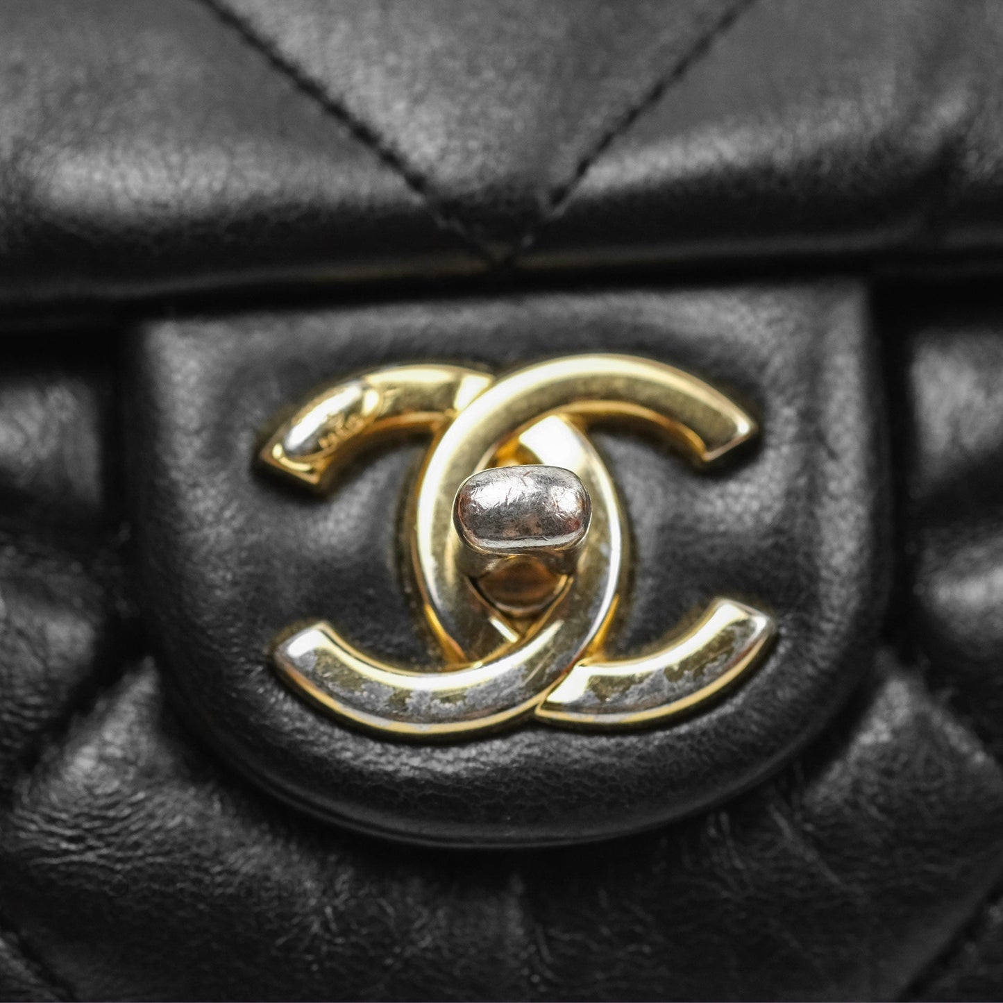 Chanel Chain Handle Flap Bag Black Goatskin Gold Hardware