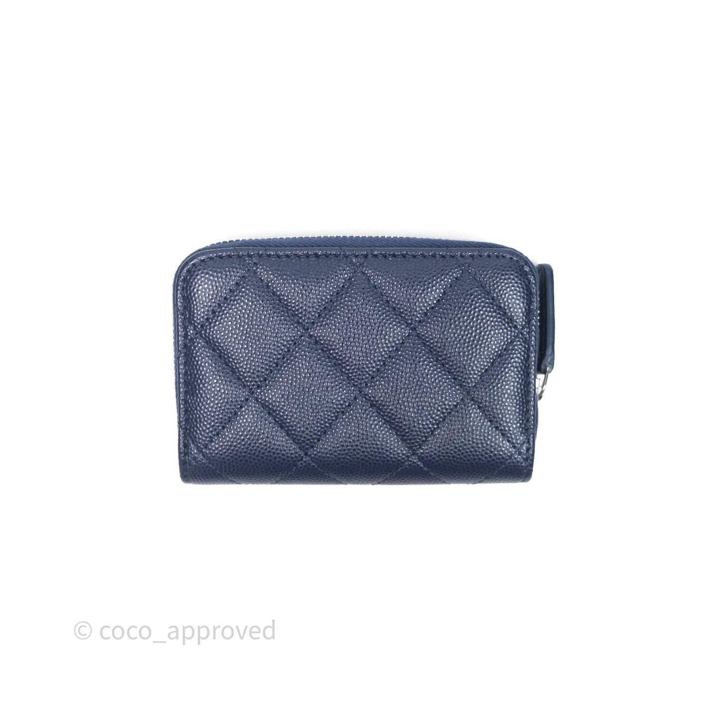 Chanel Logo CC Zipped Coin Purse Navy Caviar Silver Hardware 24P