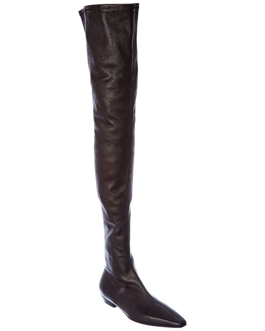 Luxury Bottega Veneta Almond Leather Over-The-Knee Boot