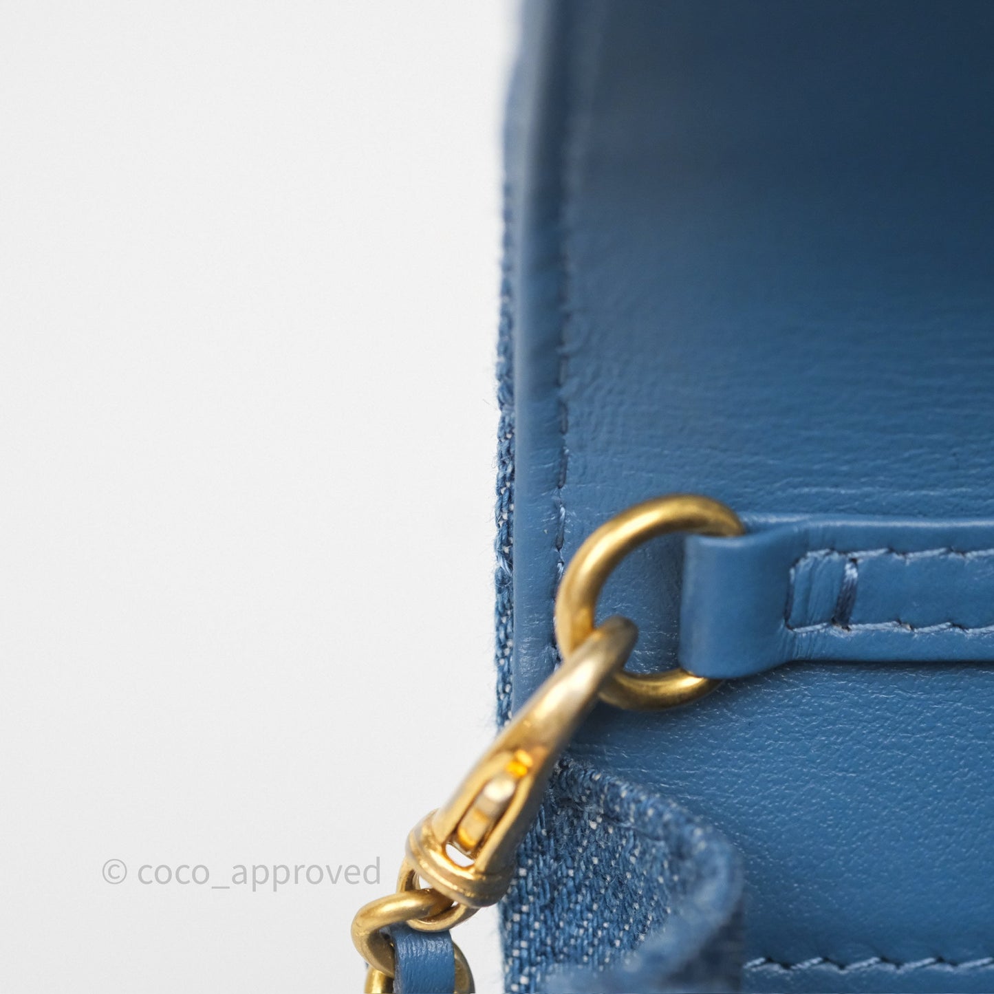 Chanel Mini Pearl Crush Clutch With Chain Belt Bag Denim Aged Gold Hardware