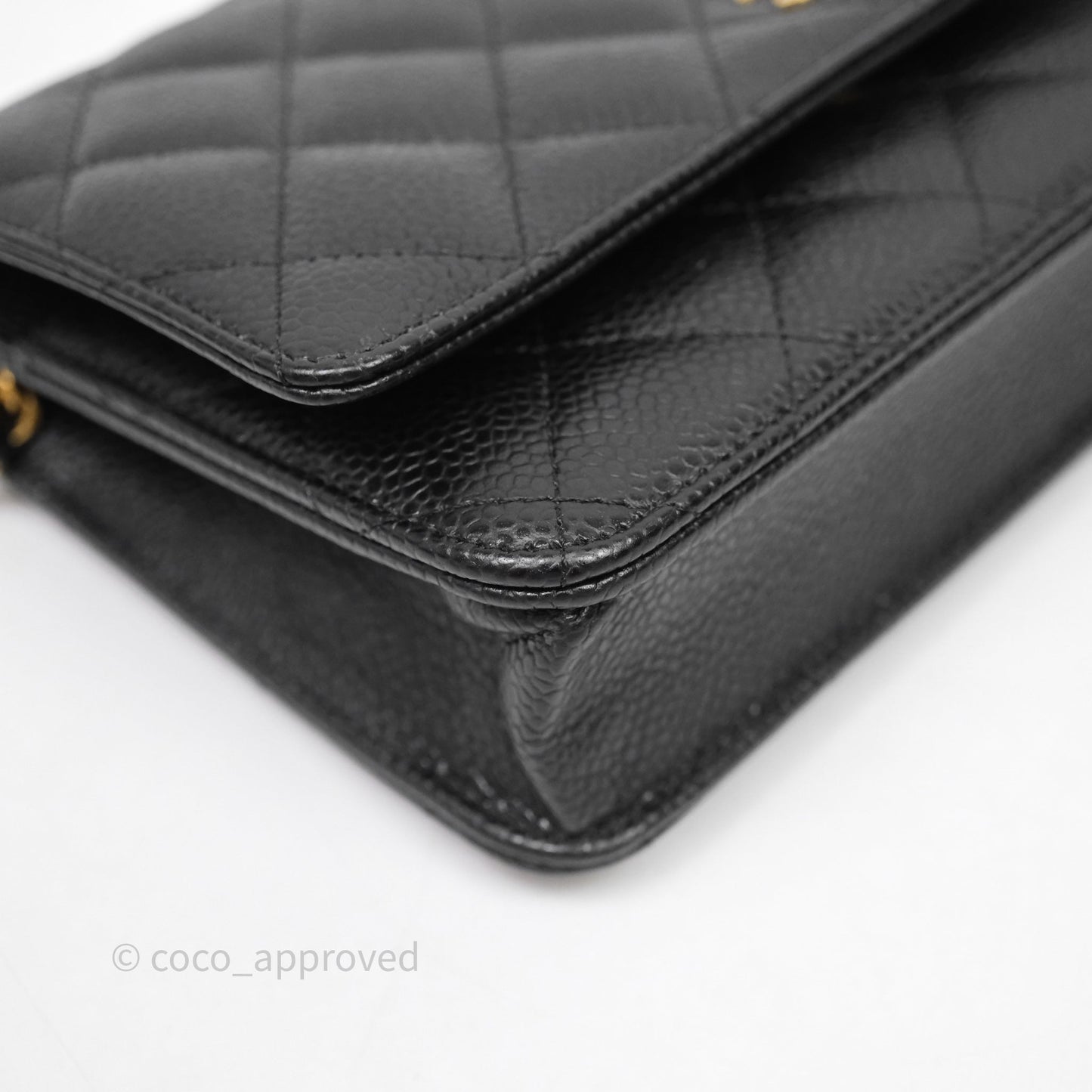 Chanel Classic Wallet On Chain WOC Quilted Black Caviar Gold Hardware