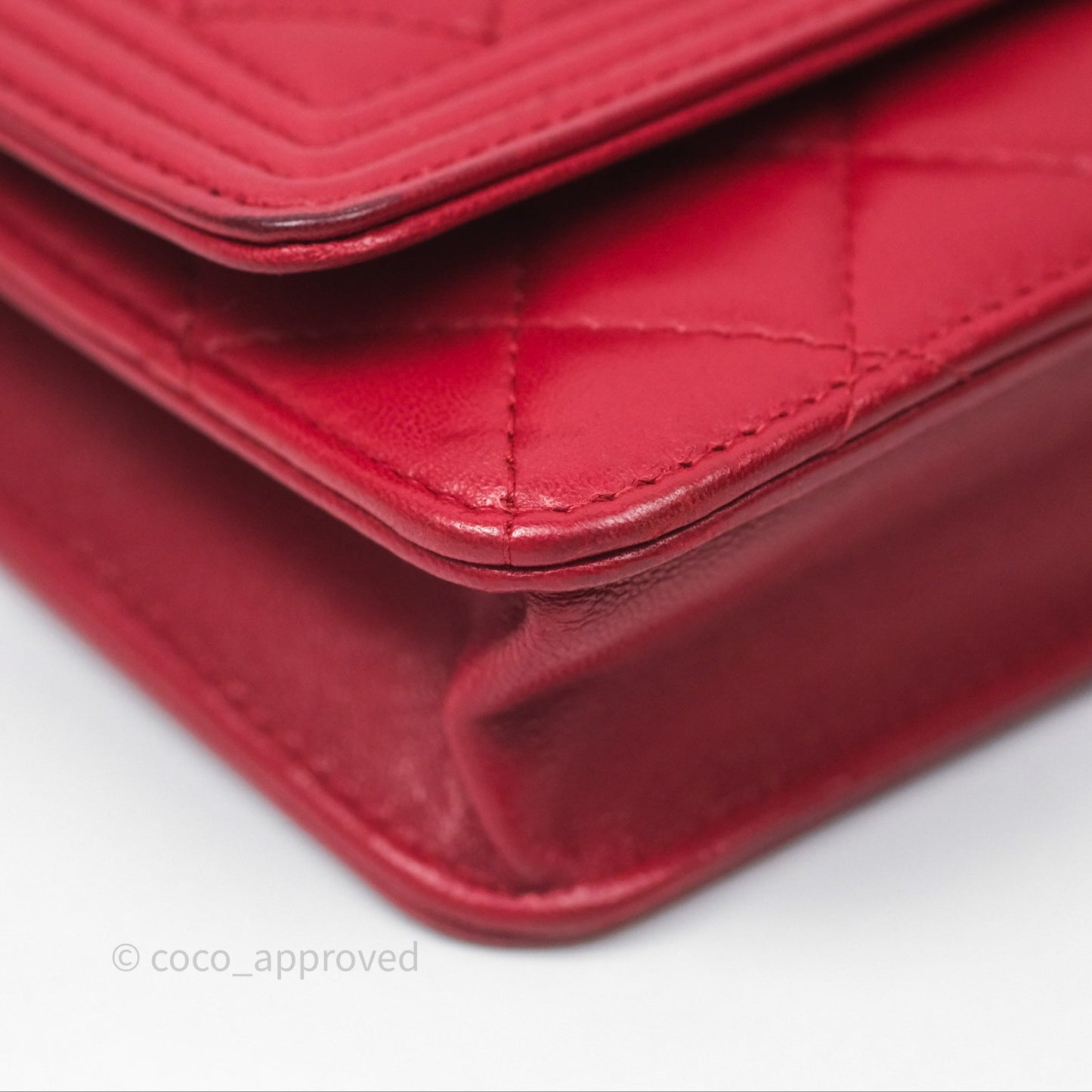 Chanel Boy Wallet on Chain WOC Red Lambskin Ruthenium Hardware