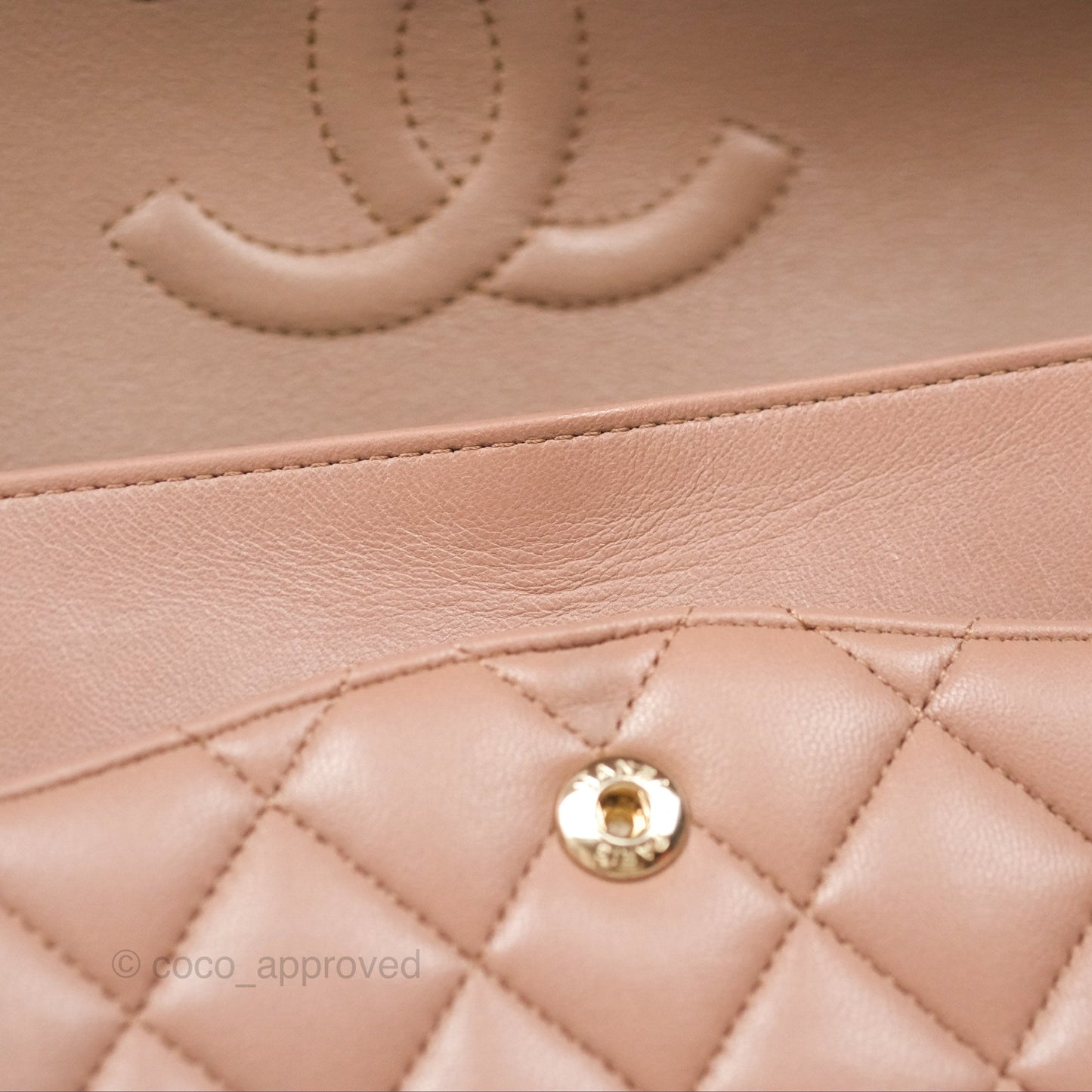 Chanel Classic M/L Medium Flap Quilted Dark Beige Lambskin Gold Hardware