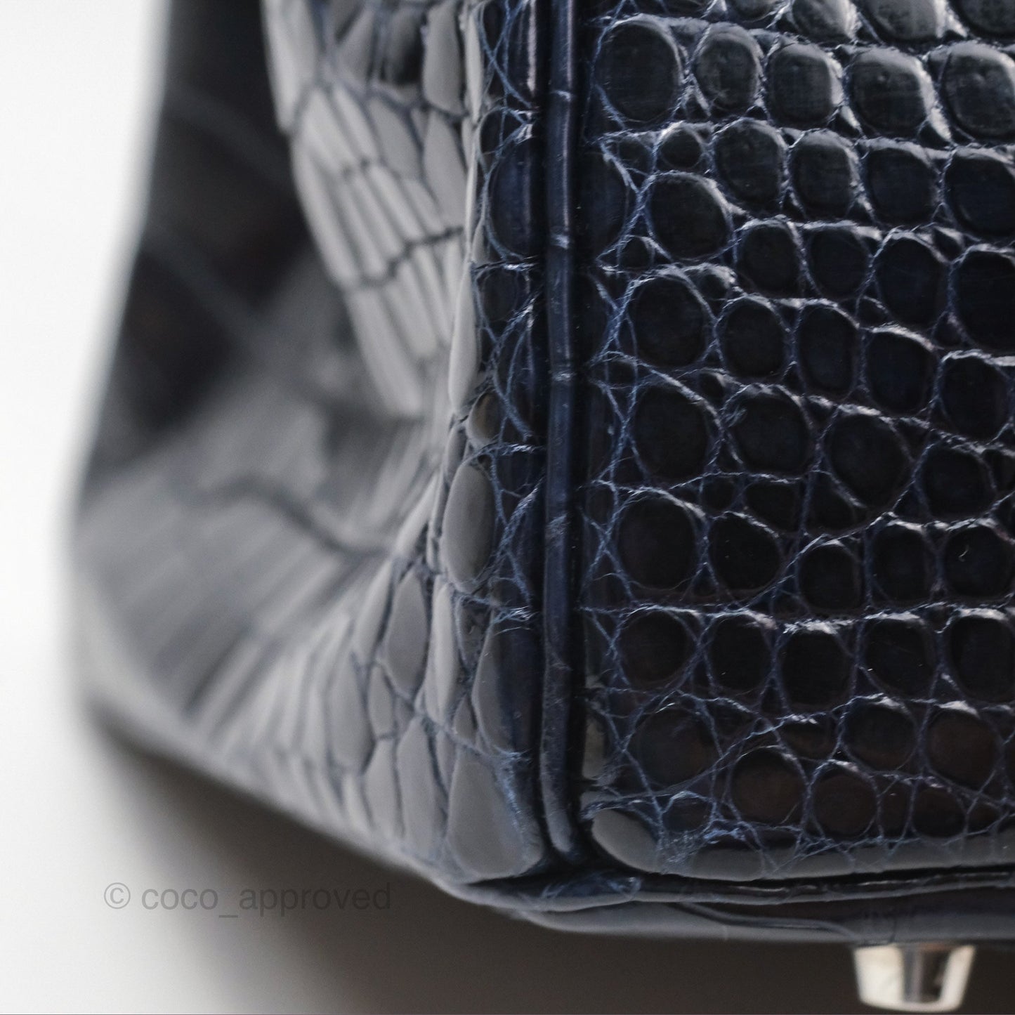 Hermès Birkin 35 Porosus Marine 78 Palladium Hardware