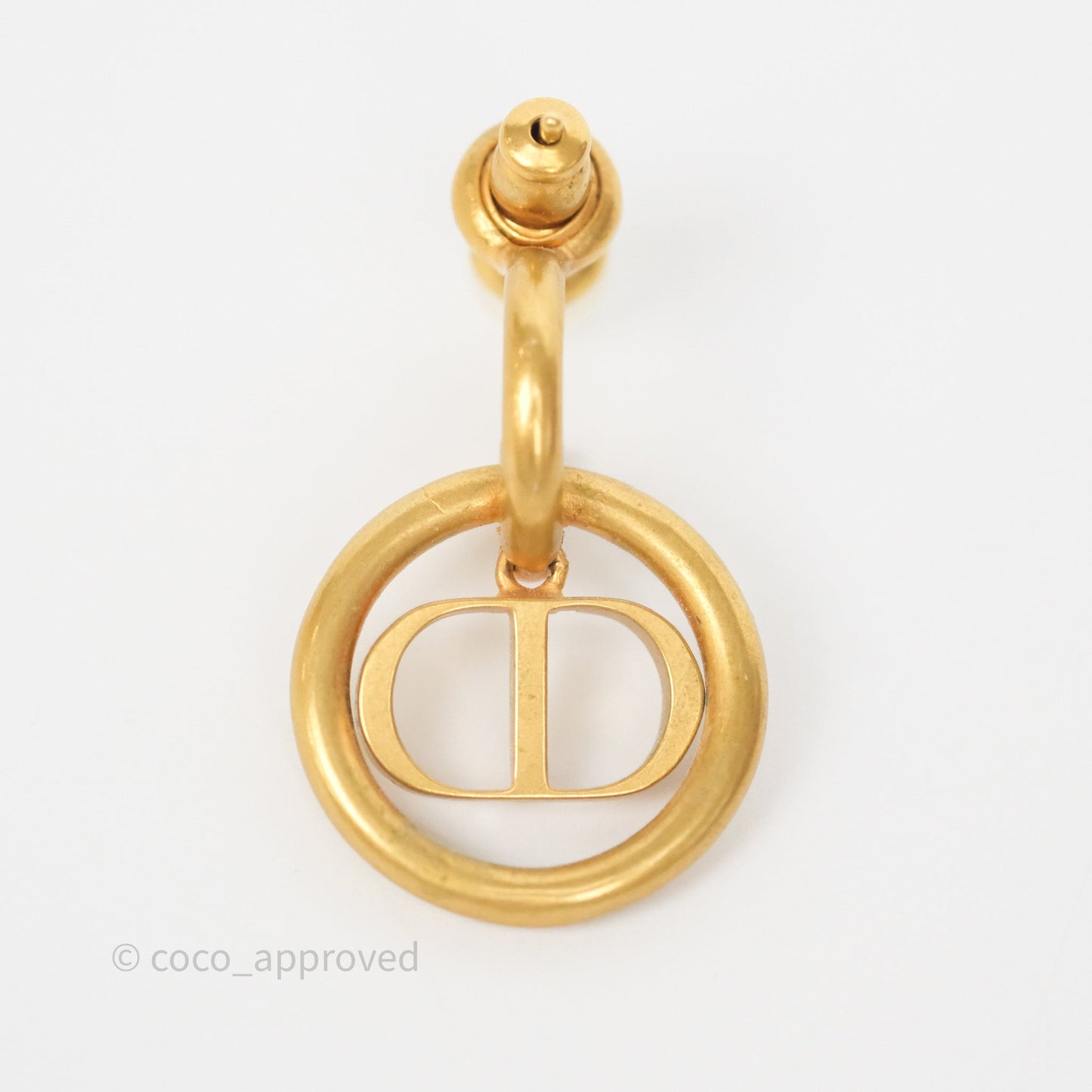 Dior 30 Montaigne Pearl Drop Earrings Aged Gold Tone