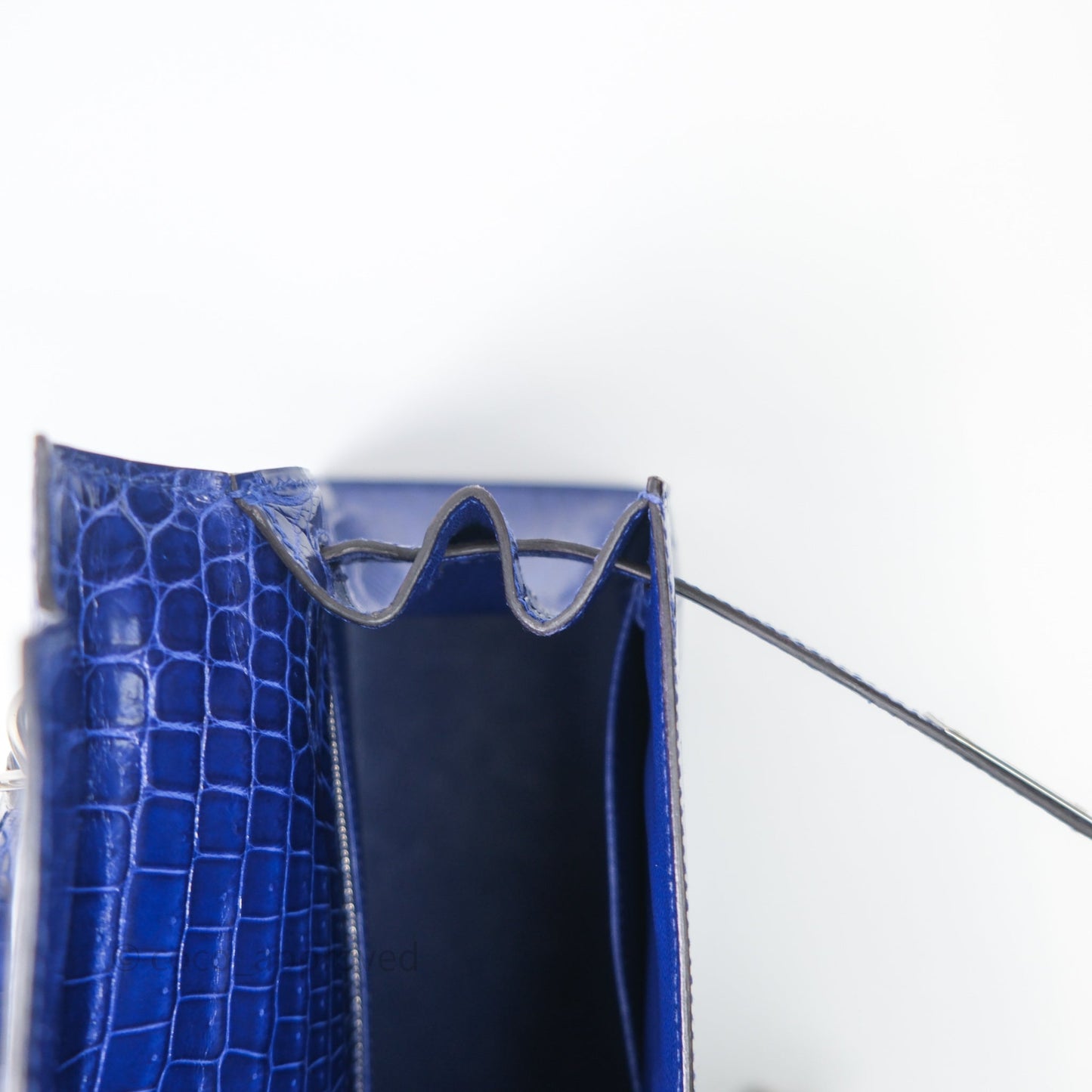 Hermès Kelly 28 Blue Croc Palladium Hardware