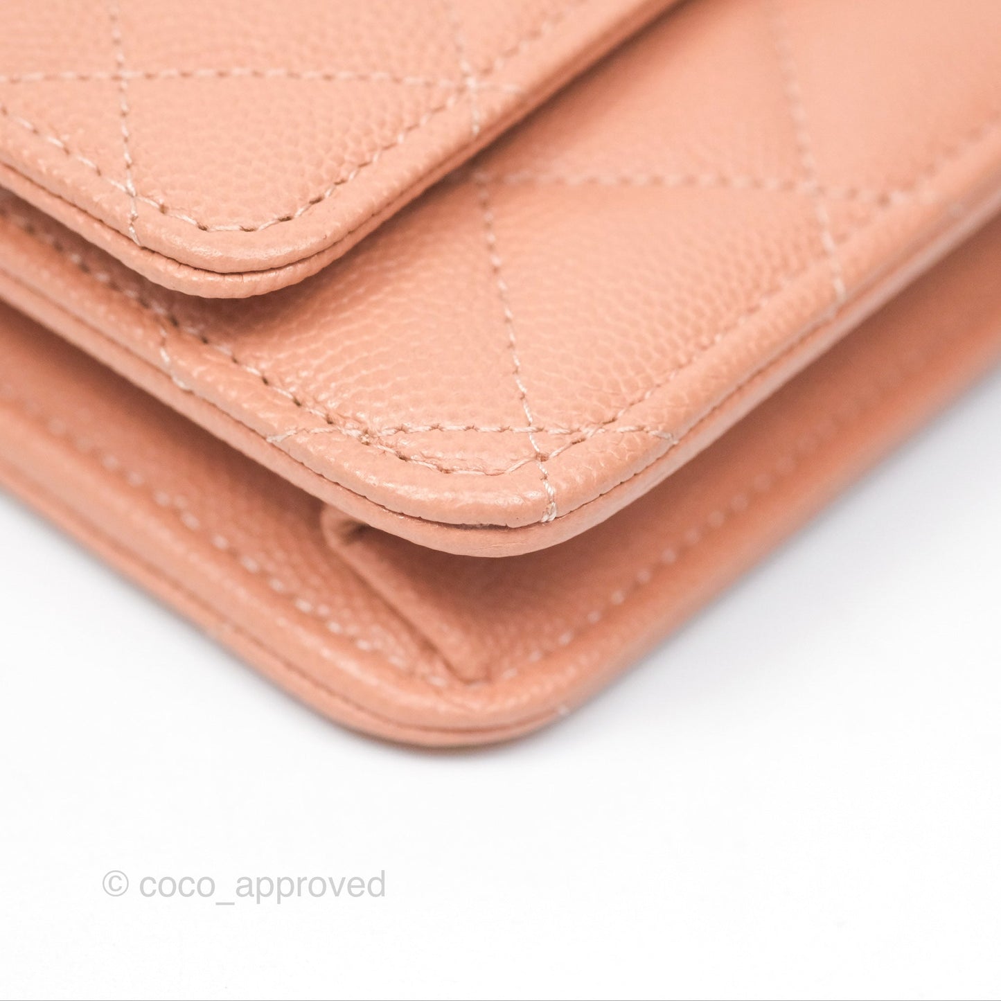 Chanel Quilted Wallet On Chain WOC Rosy Beige Caviar Gold Hardware