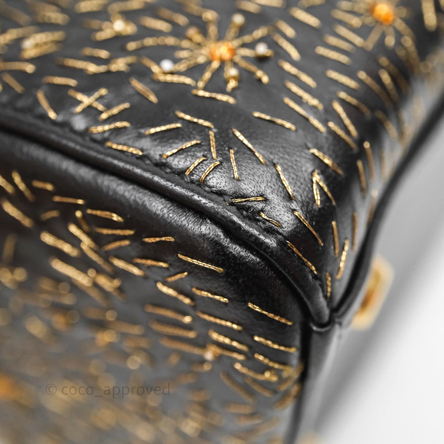 Christian Dior Medium Lady Dior Limited Edition The Moon In My EyesBag Black Calfskin Gold Hardware