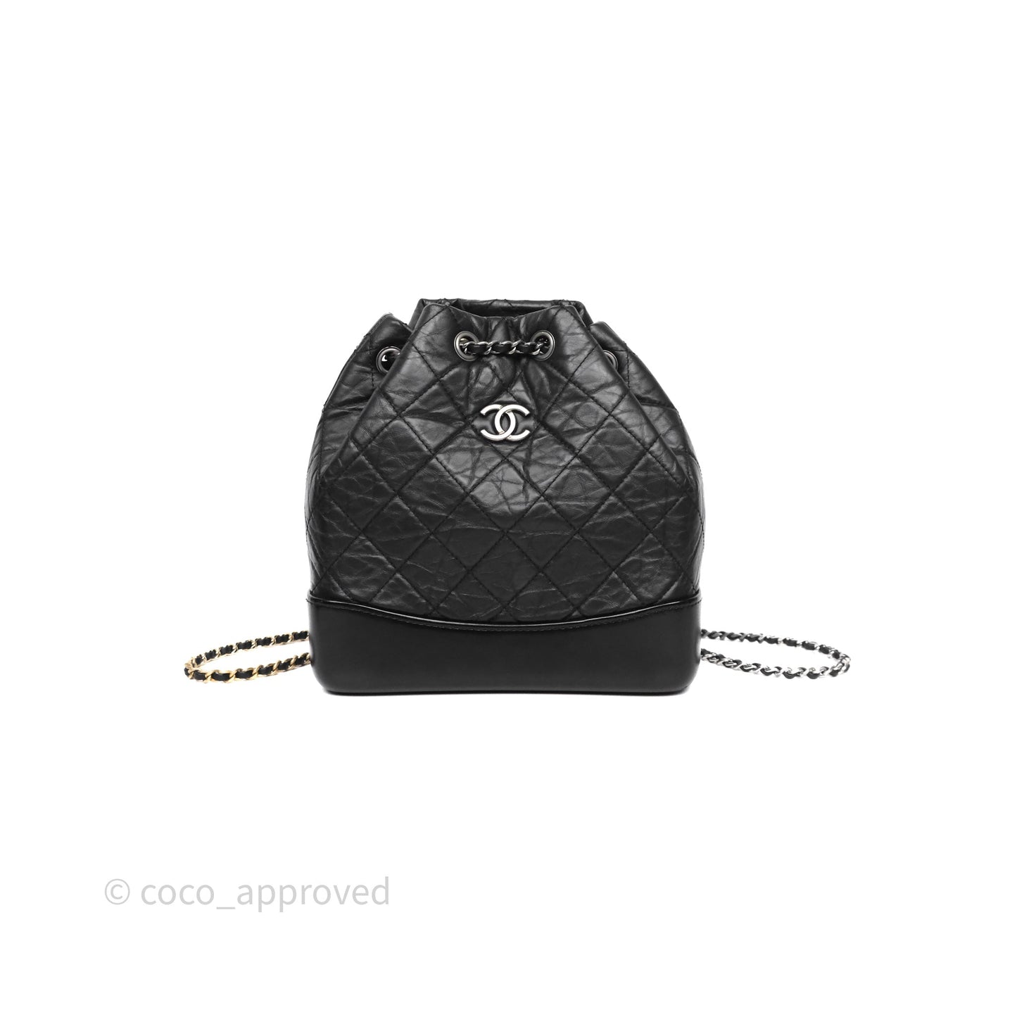 Chanel Small Gabrielle Backpack Quilted Black Aged Calfskin