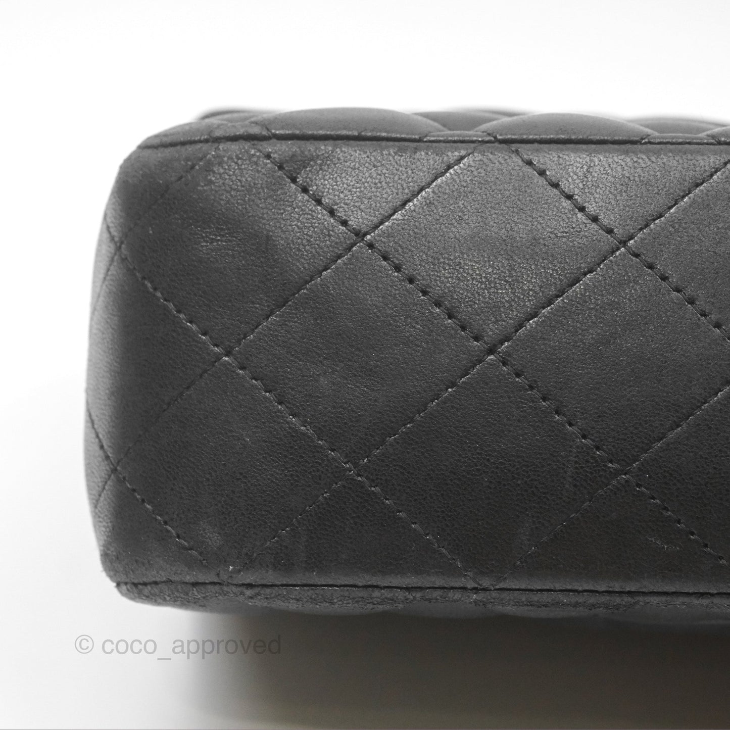 Chanel Classic M/L Medium Flap Quilted Black Lambskin Silver Hardware