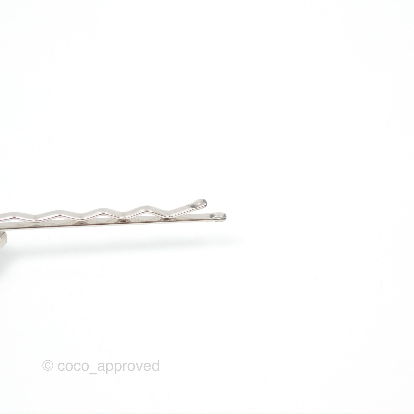 Chanel CC Crystal Heart Hair Clip Silver Tone 23B