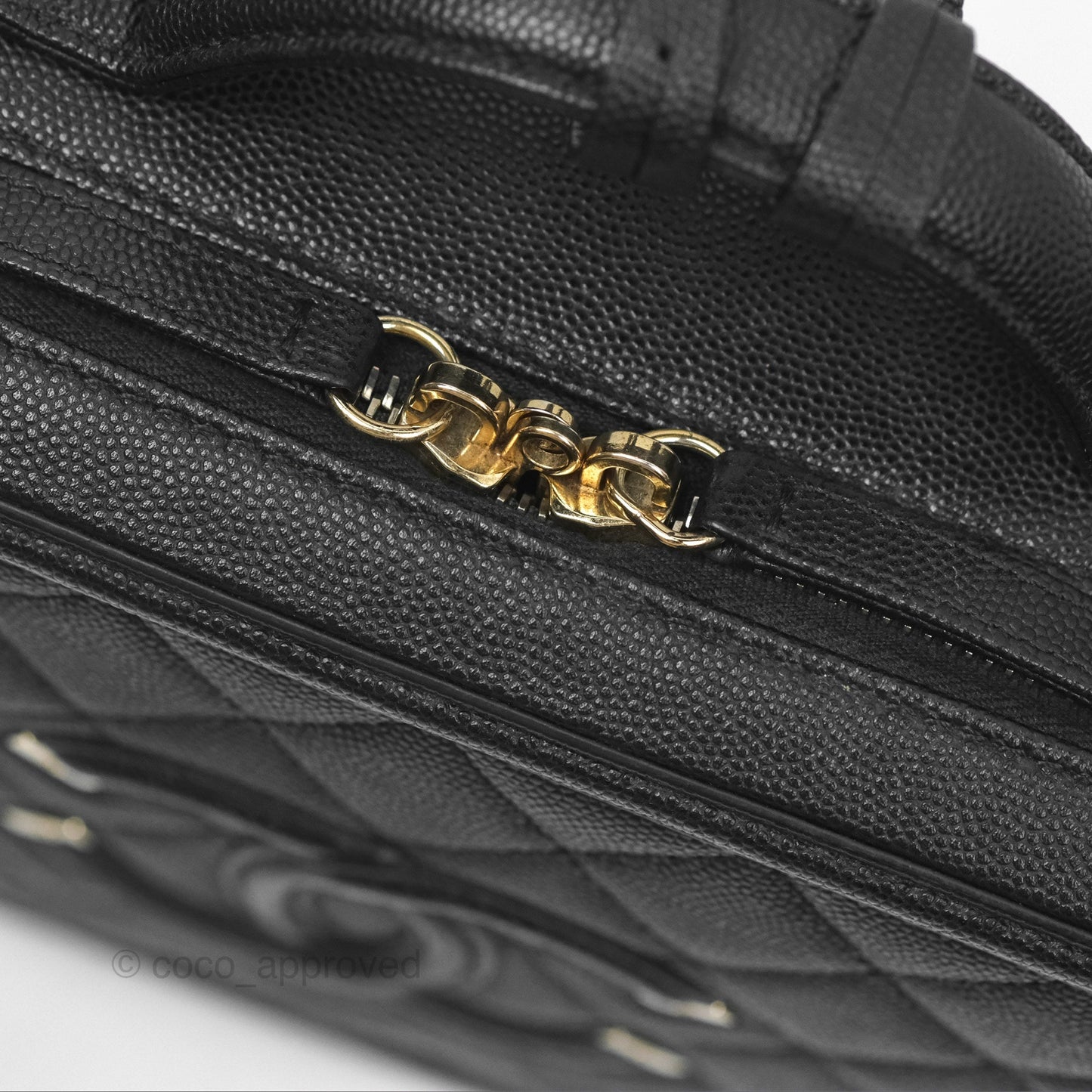 Chanel Quilted Medium CC Filigree Vanity Case Black Caviar Gold Hardware