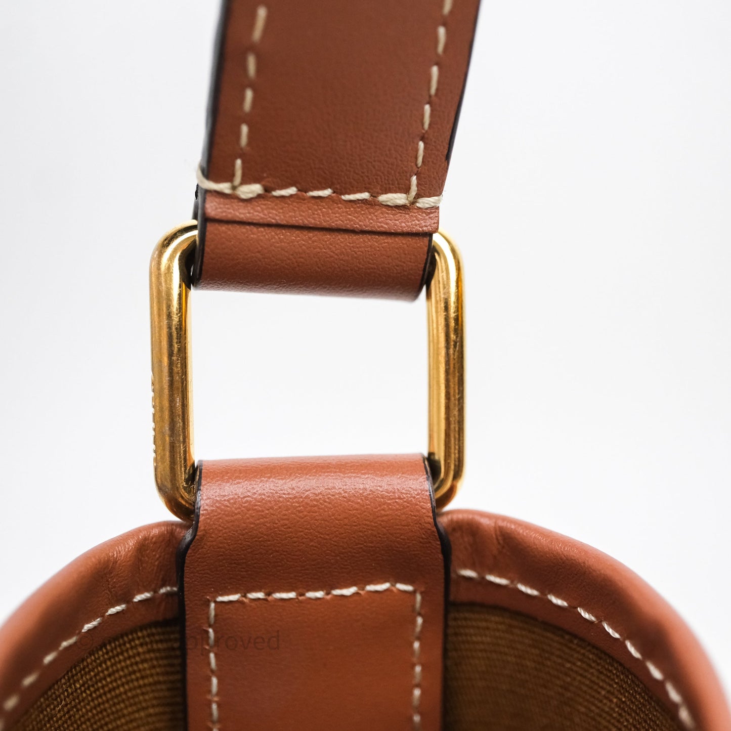 Celine Small Bucket Triomphe Canvas Tan Calfskin